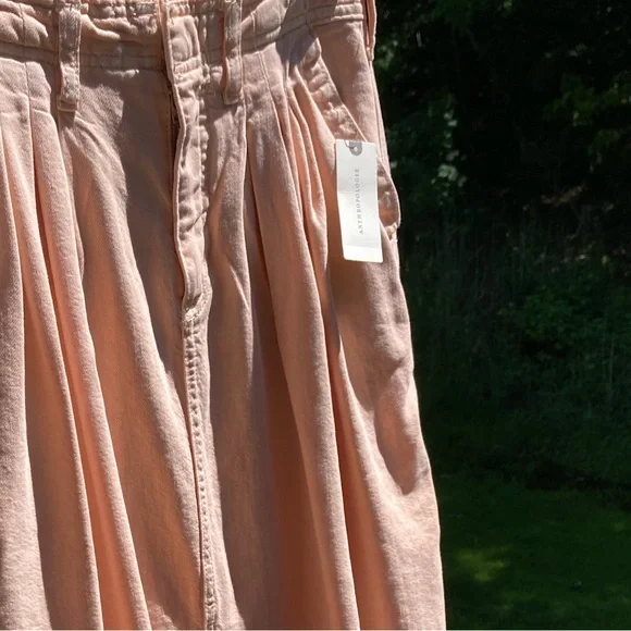 Pilcro Anthropologie Pleated Slouchy Trouser Pink Maxi Skirt Middle Slit Detail - Picture 10 of 17